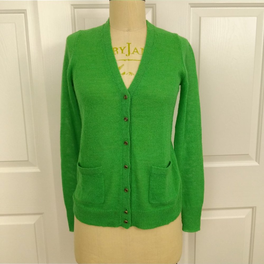 J Crew green cardigan